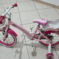 Bici per bambina 16"  Atala con rotelle e cestino