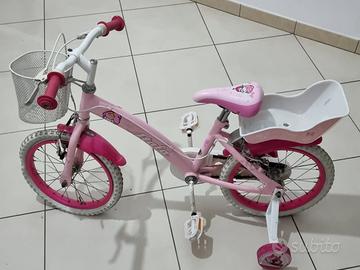 Bici per bambina 16"  Atala con rotelle e cestino