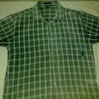 Camicia mezza manica quadretti verde acqua/grigia