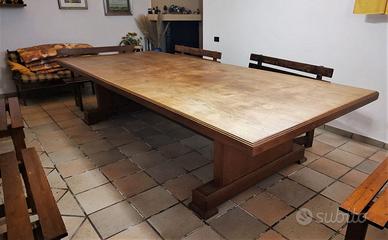 Grande Tavolo + Panche legno Riunioni o Tavernetta