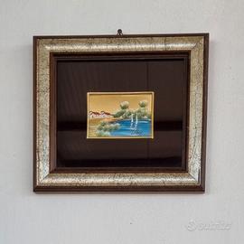 Piccolo Dipinto Decorativo con Cornice Dorata