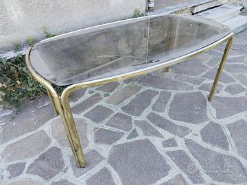 tavolo ottone oro cristallo vintage