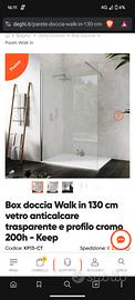Box doccia Walk in 130 cm vetro anticalcare 