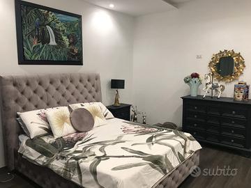 Letto contenitore in velluto capitonne' glicine