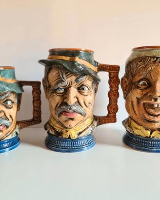3 Boccali - Toby mug  firmato S. Orvis Capodimonte