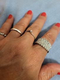 Anello vero oro bianco18k con diamanti nuovo 