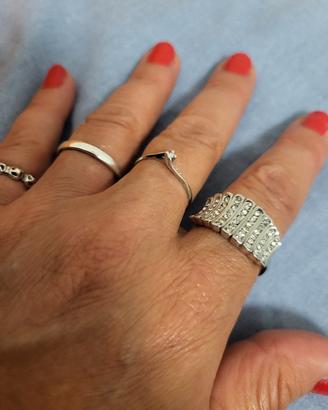 Anello vero oro bianco18k con diamanti nuovo 