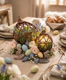 Coppia di Sfere Decorative in Metallo Rustico