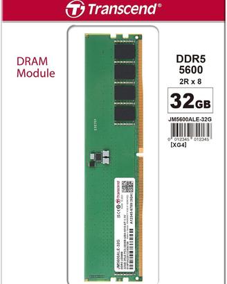 Transcend RAM DDR5 32GB 5600MHz DIMM sigillata