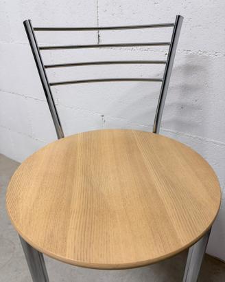 Sgabello acciaio con seduta in legno