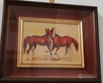 🏇 COPPIA DI QUADRI VINTAGE CON CAVALLI - STILE AN