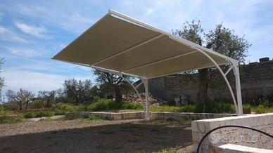 GAZEBO CAR PORT AUTO IN ACCIAIO TOP COLORE VERDE MT.3X4