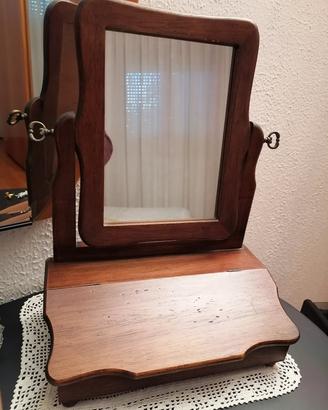 antica psiche specchiera portagioie toilette noce