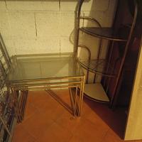 Tavolini e angoliera etagere vetro ottone vintage