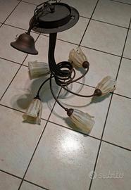 Lampadario in ferro battuto marrone 