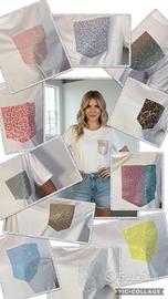 T-shirt tasca brillantinata
