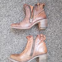 Stivali Texani con Zip in Pelle  Nylo  Marrone 36