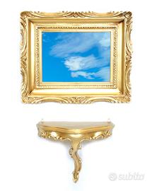 Consolle + specchio 35x27 cm stile barocco oro arg