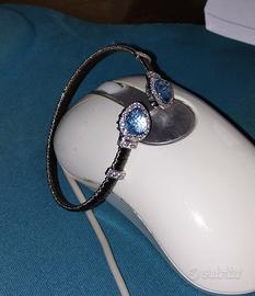 bracciale in argento con topazi azzurri e zirconi