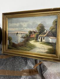 Quadro Olio su Tela  Paesaggio Costiero