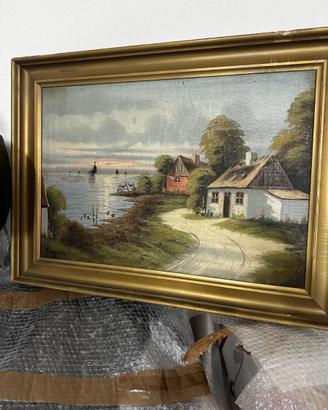 Quadro Olio su Tela  Paesaggio Costiero