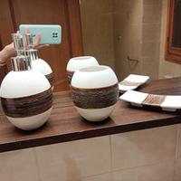 Set bagno dispenser porta spazzolino e sapone