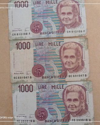 3 banconote da 1000 lire 