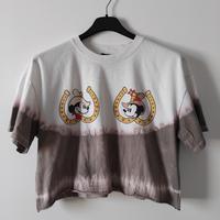 Maglietta corta in cotone Disney marrone bianco