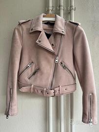 Giacca biker chiodo donna scamosciato rosa ZARA