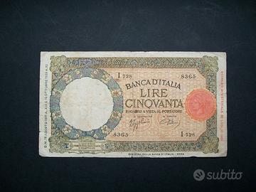 Banconota da 50 lire lupetta 2° tipo del 1941