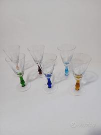 6 bicchieri a calice in vetro molato