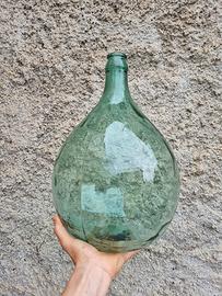 Damigiana vetro vintage verde bottiglia h 41 cm