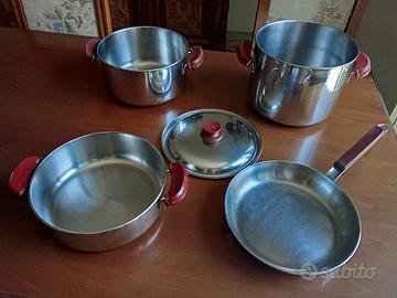 Raro set Lagostina anni 80 maniglie rosse clip