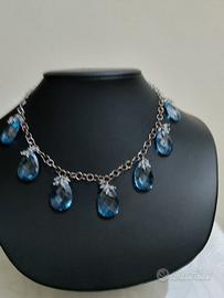 Collana di argento con topazi azzurri nuova!!