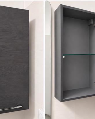 Pensile bagno antracite con mensola in vetro