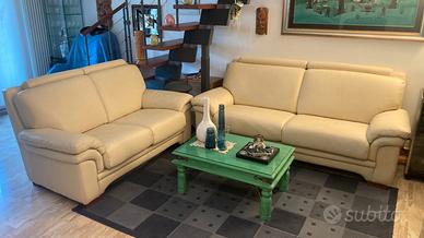Salotto 3+2 in pelle pieno fiore NUOVO