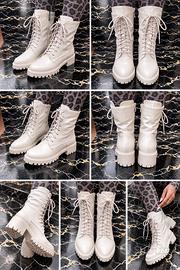 Stivali beige con lacci e zip – anfibi donna elega