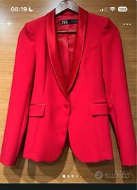 Blazzer Zara rosso fuoco rever raso