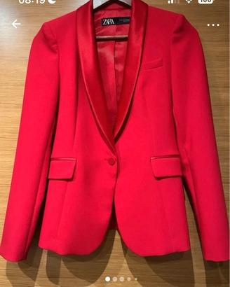 Blazzer Zara rosso fuoco rever raso