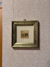 Quadretto dipinto a mano ad olio su foglia d'oro
