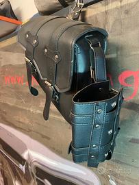 Borsa laterale moto custom Harley universale nera