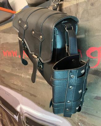 Borsa laterale moto custom Harley universale nera