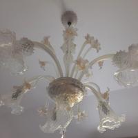 Lampadario vetro Murano con 2 abat jour