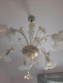 Lampadario vetro Murano con 2 abat jour