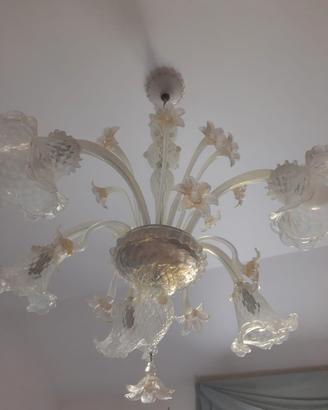 Lampadario vetro Murano con 2 abat jour