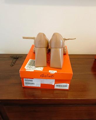 scarpe decollete GALIETI beige num 41 in pelle