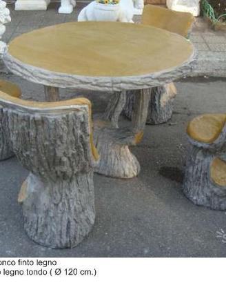 Tavolo con poltrona, finto legno in cemento