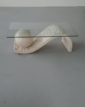 Tavolino salotto in pietra e vetro
