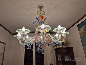 lampadario Murano colorato con ricambi