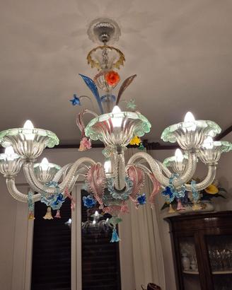 lampadario Murano colorato con ricambi